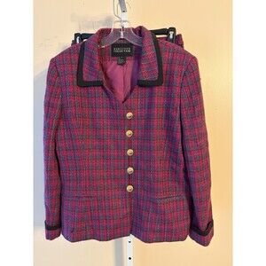 Women Executive Collection Pink Tweed Suit Blazer Skirt Sz. 14 Classy Office